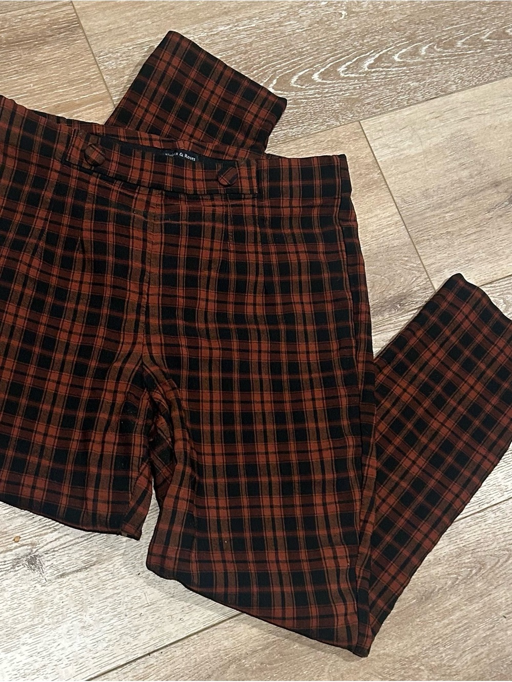 Plaid Skinny Pants in Rust & Black - Women